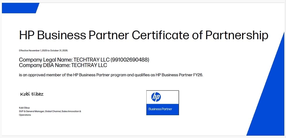 TechTray LLC HP HP Business Partner FY26 credential