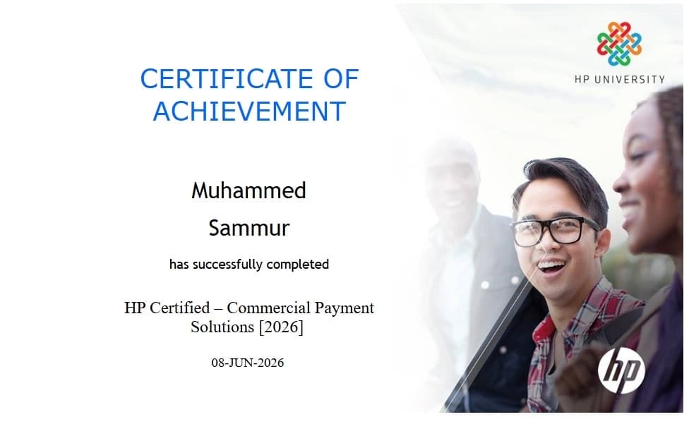 TechTray LLC HP HP Certified – Commercial Payment Solutions 2026 credential