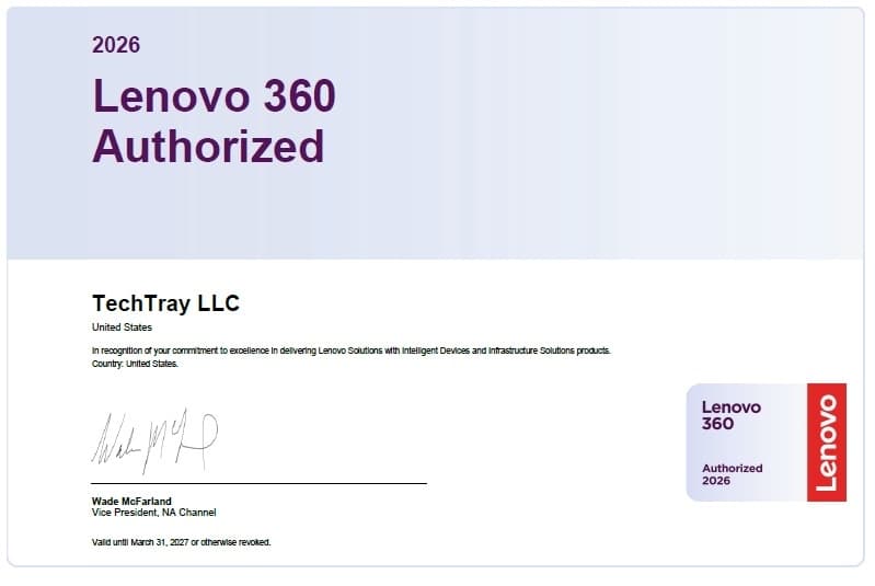 TechTray LLC Lenovo 360 Authorized 2026 credential